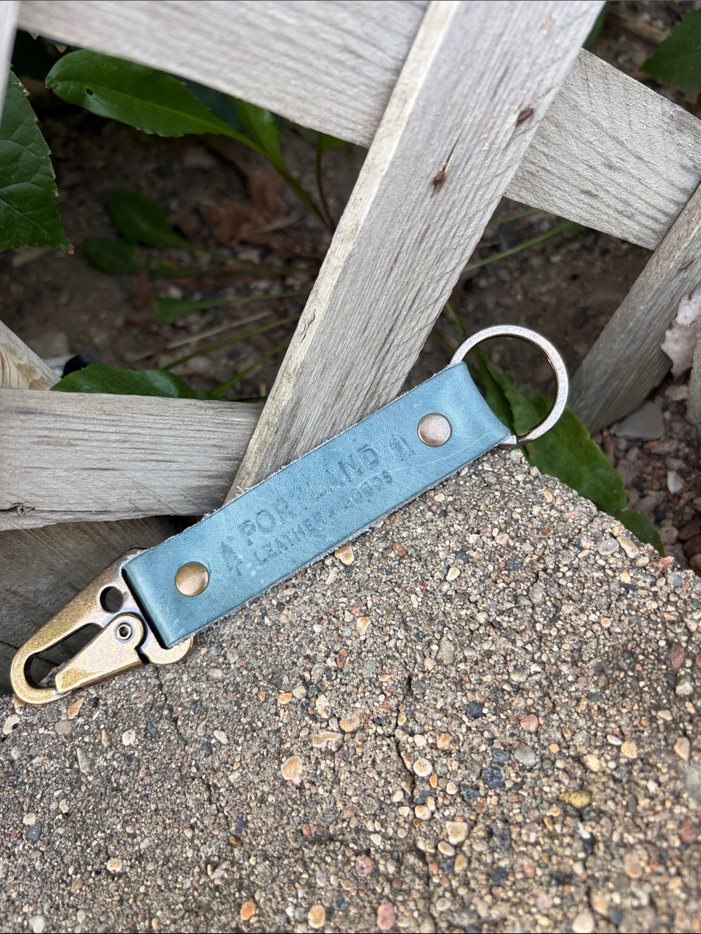 Portland Leather Goods Long Keychain-Teal Blue
